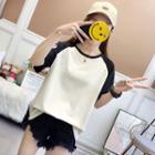 Short-sleeve Applique Raglan T-shirt