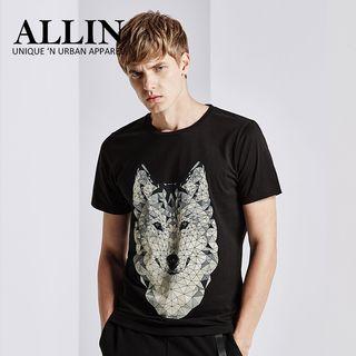 Wolf Print Short Sleeve T-shirt
