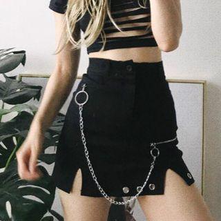 Chain Detail A-line Skirt