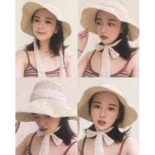 Straw Sun Hat Beige - One Size