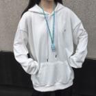 Letter Print Hoodie White - One Size