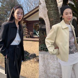 Collared Zipped Boxy Jacket