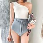 Single Shoulder Color Block Swimsuit