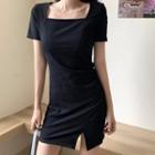 Short-sleeve Square Neck Mini T-shirt Dress