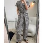 Short-sleeve Patterned Jumpsuit