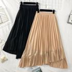 Pleated Asymmetric Chiffon Skirt