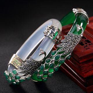 925 Sterling Silver Peacock Gemstone Bangle