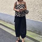 Spaghetti Strap Dotted Top / Cropped Harem Pants