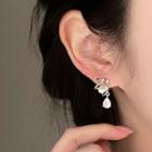 Faux Cat Eye Stone Rhinestone Dangle Earring 1 Pair - Gold - One Size