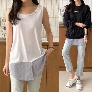 Stripe-panel Longline Tank Top