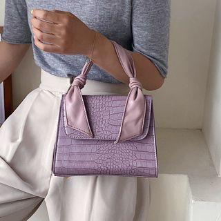 Croc Grain Flap Shoulder Bag