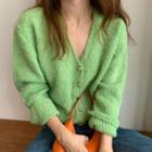 V-neck Button Detail Knit Cardigan
