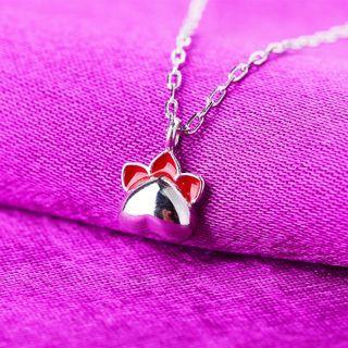 Cat Paw Pendant Sterling Silver Necklace Silver & Red - One Size