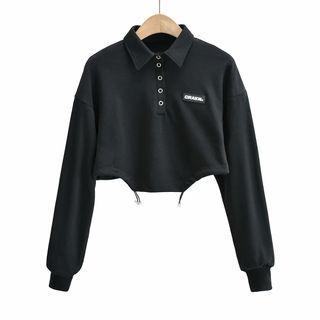 Drawstring-hem Cropped Polo Sweatshirt