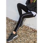 Tall Size Contrast-piping Brushed-fleece Leggings