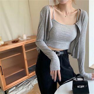 Set: Spaghetti Strap Knit Top + Jacket