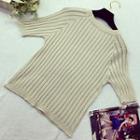 Pointelle Knit Elbow-sleeve Sweater