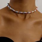 Alloy Faux Pearl Choker 1 Pc - White & Blue & Red - One Size