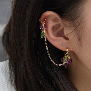 Faux Crystal Grapes Dangle Earring 1 Pair - Silver Needle - One Size