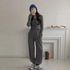 Ribbed Set: Cropped Cardigan + Jogger Pants