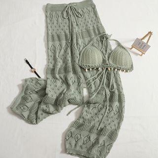 Set: Knit Wide Leg Pants + Camisole Top