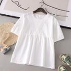 Short Sleeve Lace Panel Shirt White - One Size
