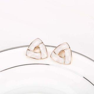 Glaze Triangle Earring 1 Pair - White - One Size