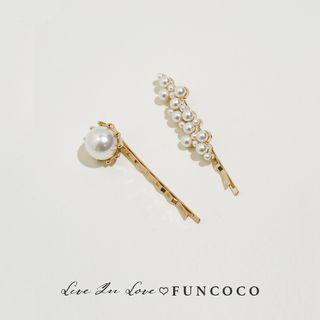 Faux Pearl Hair Clips As Shown In Image - One Size