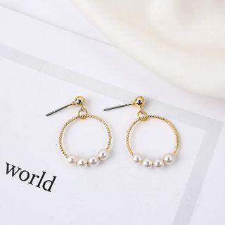 Faux Pearl Hoop Drop Earring 1 Pair - A Shown In Figure - One Size