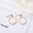 Faux Pearl Hoop Drop Earring 1 Pair - A Shown In Figure - One Size
