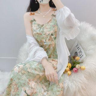 Loose-fit Cardigan / Sleeveless A-line Dress / Set