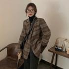 Plaid Button-up Coat Plaid - Brown - One Size