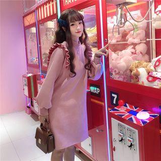 Mock Neck Frilled Trim Oversized Dress