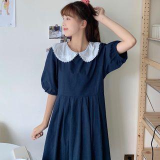 Peter Pan-collar A-line Midi Dress