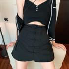 Cropped Camisole Top / Short-sleeve Cropped Cardigan / A-line Mini Skirt
