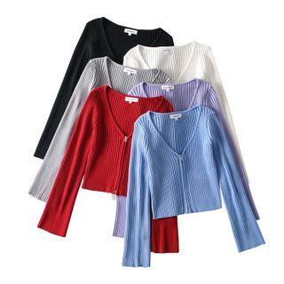 Zip-up Rib Knit Cardigan