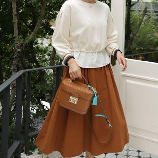 Pleated-front A-line Midi Skirt