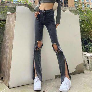 Low Rise Cutout Bootcut Jeans