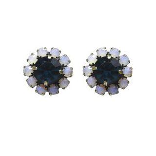 Round Rhinestone Ear Studs One Size
