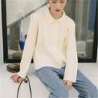 Polo Collared Cardigan Milky White - One Size