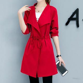 Drawstring Lapel Open-front Jacket