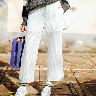 Mock Two-piece Sheer Cropped Pants