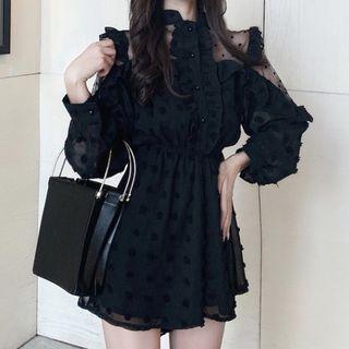 Long-sleeve Mesh Playsuit