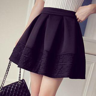 Lace Panel Neoprene Mini Skirt