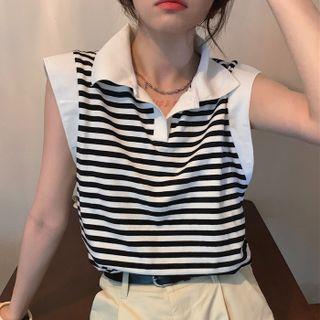 Striped Collar Tank Top