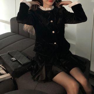 Velvet Padded Jacket / A-line Skirt