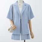 Elbow-sleeve Double-breasted Blazer / Shorts / Camisole Top / Set