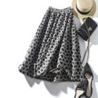 Heart Embroidered Midi A-line Skirt Black Heart Embroidery - White - One Size