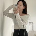 Sailor Collar Rib-knit Top