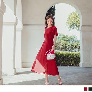 Asymmetric Tie-shoulder Chiffon Midi Dress